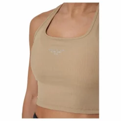 Night Rib Crop Tank Beige