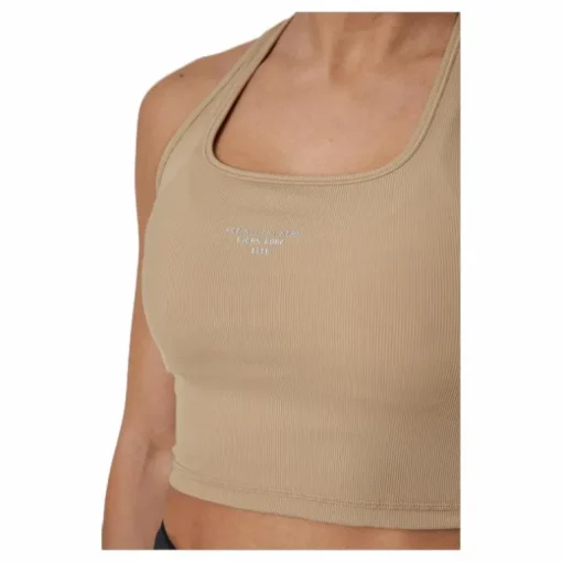 Night Rib Crop Tank Beige