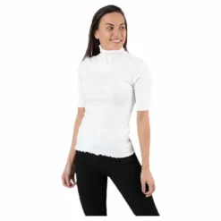 Nukisa 2/4 Mock Neck Top Bc White