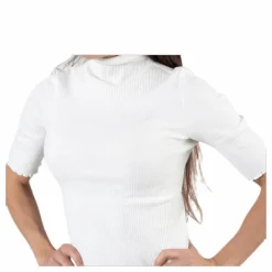 Nukisa 2/4 Mock Neck Top Bc White