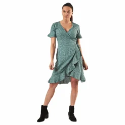 Olivia S/S Wrap Dress Wvn Green