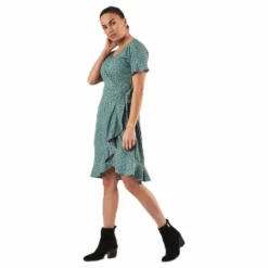 Olivia S/S Wrap Dress Wvn Green