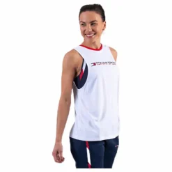 Open Back Tape Tank Top White
