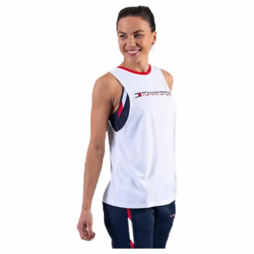 Open Back Tape Tank Top White