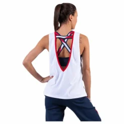 Open Back Tape Tank Top White