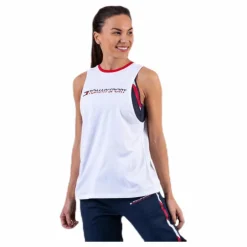 Open Back Tape Tank Top White