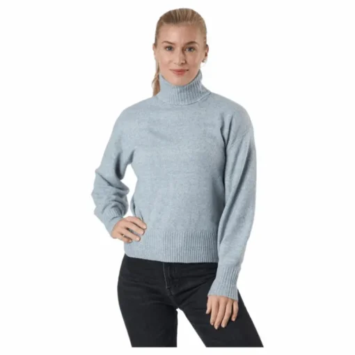 Pccava Ls High Neck Knit Bc Light Grey Melange