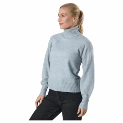 Pccava Ls High Neck Knit Bc Light Grey Melange