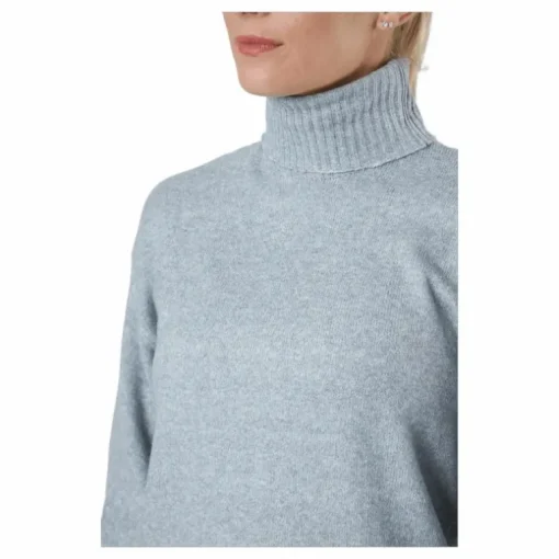 Pccava Ls High Neck Knit Bc Light Grey Melange