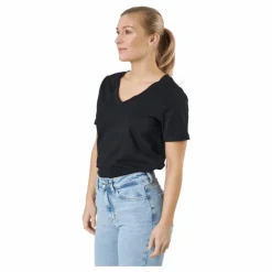 Pcria Ss V-neck Solid Tee Bc Black