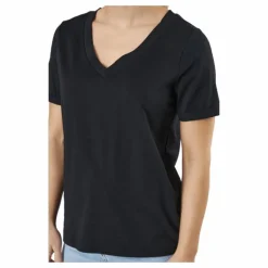 Pcria Ss V-neck Solid Tee Bc Black