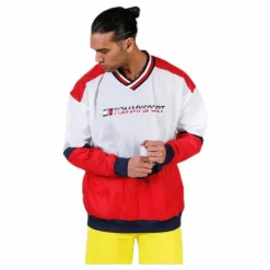 Pull Over Jacket With Rib Red