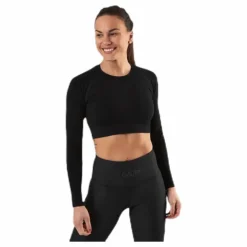 Seamless Black Crop Top Black