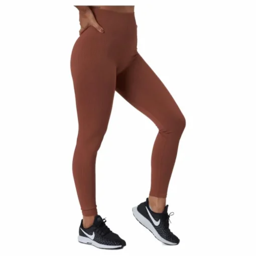 Seamless Rib Tights Copper Brown