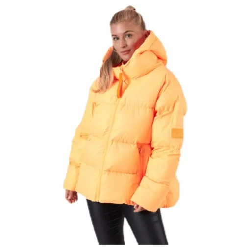 Short Padded Hood Jacket Orange