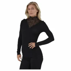 Siri Ls T-Neck Top Black