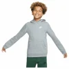 Sportswear Club Big Kids' Pullover Hoodie CARBON HEATHER/WHITE