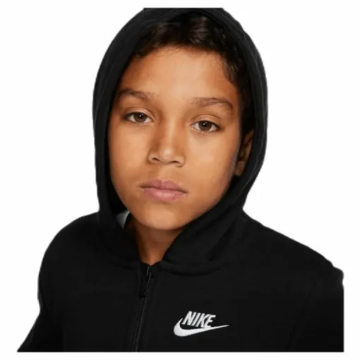Sportswear Club Big Kids' Full-Zip Hoodie BLACK/BLACK/WHITE