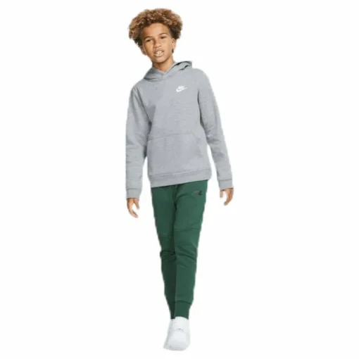 Sportswear Club Big Kids' Pullover Hoodie CARBON HEATHER/WHITE
