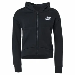 Sportswear Club Fleece Big Kids' (Girls') Full-Zip Hoodie BLACK/WHITE