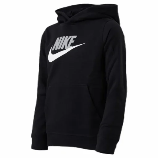 Sportswear Club Fleece Big Kids’ Pullover Hoodie BLACK/LT SMOKE GREY