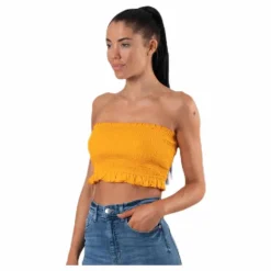 Sunny Bandeau Smock Top Yellow