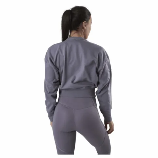 Therma Cropped Fleece LS Crew Purple