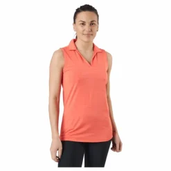 W Cloudspun Coast Sl Polo Hot Coral Heather