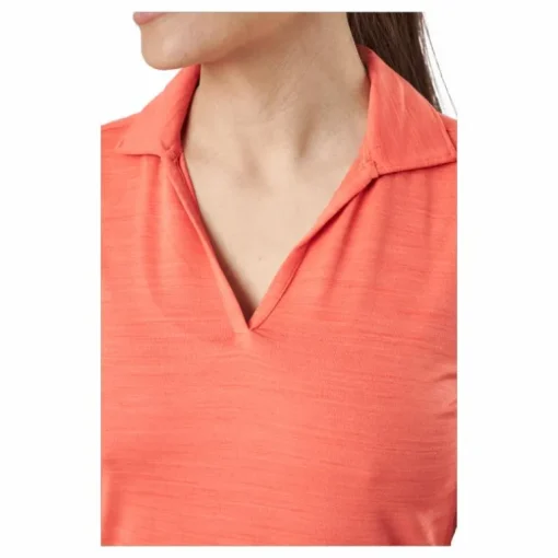 W Cloudspun Coast Sl Polo Hot Coral Heather