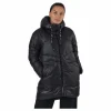 W. Mid Length Shiny Jacket Black