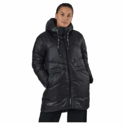 W. Mid Length Shiny Jacket Black
