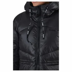 W. Mid Length Shiny Jacket Black