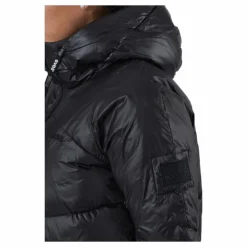 W. Mid Length Shiny Jacket Black