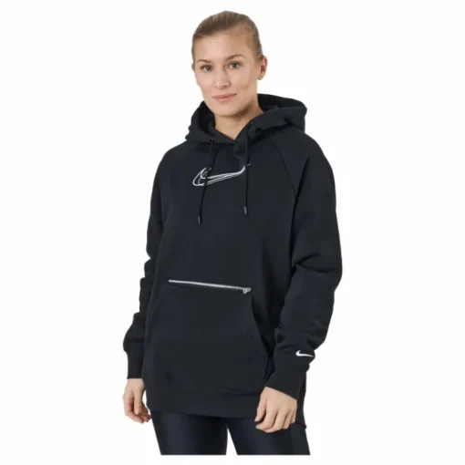 W Nsw Po Hoodie Os Bb Flc Prnt Black/white